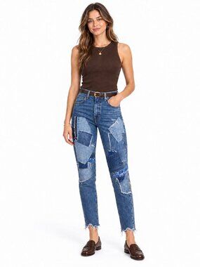 Ralph Lauren Avery Distressed Patchwork Boyfriend Jeans